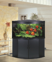for sale - TRIGON 350 CORNER FISH TANK AQUARIUM WITH STAND BLACK JEWUL