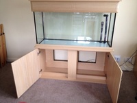 Large fish tank with veneer oak base and lid