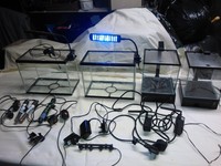 AQUA ONE LARGE AQUARIUM WITH CUPBOARD STAND, 2 SMALL TANKS, 2 NANO TANKS, FISH & LOADS OF EXTRAS