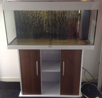 WHITE & BROWN JUWEL RIO 180 LITRE FISH TANK & CABINET LIGHTS FILTER 3D BAKGROUND - 07544000786