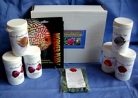 Discus delights, gourmet discus fish food hamper. Net weight of foods 210g.