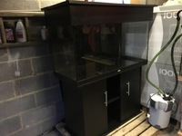 350 LITRE AQUARIUM WITH MATCHING BLACK CABINET. SECOND HAND ONLY £299