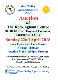 SVAS Auction Sunday 22nd April + Auction List for 2018