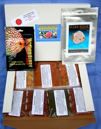 DISCUS DELIGHTS THE GOURMET FISH FOOD HAMPER. SEVEN DIFFERENT FOODS, ONE FOR EACH DAY IN EVERY PACK.