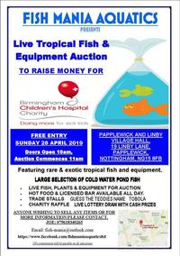 Pond and tropical fish & equipment auction for charity sunday april 28th 2019