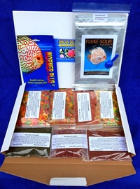 Discus delights, gourmet discus fish food hamper. Net weight of foods 210g.