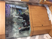 Corner Aquarium with cabinet, lid, accessories £175