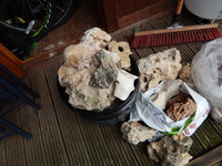 ocean rock 1big bucket full + 2 bags + 9 pieces of slat for free + another 5 ocean rocks one huge just added but not shown in picture/so a bargain.