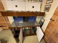 Aquarium 5ft x 2ft x 2ft inc walnut high gloss finish cabinet, sump & lid with hinged doors