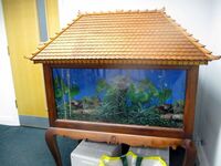 £375 Unique Oriental Pagoda Aquarium in stand 250L, + Filter, light, Heater + extras