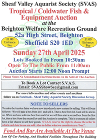 TODAY  SVAS Day Auction Sunday 27th April 2025